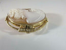 10K Gold Art Nouveau Right-Facing Floral Shell Cameo Brooch Pendant, 41.8 × 35.5 mm