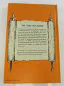 Back cover of The Time Was Right with synopsis framed as an unfurled scroll and Gene Elliott cover-design credit