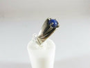 10K White Gold Unisex Round Cabochon Blue Star Sapphire Ring Size 6.75