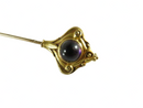 Antique 14K Etruscan Style Amethyst Cabochon Extra-Long 8" Hat Pin
