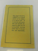 Reverse of the yellow cardstock sleeve with printed Liberty statement about the map being issued as a service to readers.