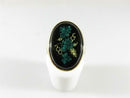Antique 14K Gold Reverse-Painted Glass Floral Plaque Ring c.1910–1930 (≈8 g, Sz 6)