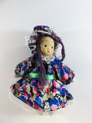Vintage Asian Style Purple Haired Girl Porcelain Head Sand Filled Body?