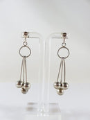Artisan Modernist Ball & Rod Dangling Earring Set Hand Worked  Sterling Silver P