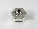 Vintage Sterling Cabochon Garnet Topped Octagon Snuff Box, Stash Box, Pill Box