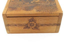 Honduras. C. A. Wood Jewelry Trinket Box With Village Scene and Flowers