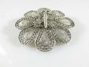 Unusual Lovely 800 Silver Filigree Flower Brooch with Butterfly in the Center