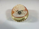 Vintage 14K Gold Shell Cameo Brooch Pendant with Diamond Accent