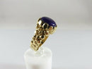 Unisex Heavy 14K Nugget Solitaire Pinky Ring Purple Polished Stone Size 9.75