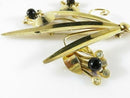 Vintage Gold Vermeil Sterling Silver Black & White Spray Brooch 3 3/4 x 2 3/4