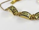 Lovely Vintage Toledo Style Damascene Curved Panel Bracelet With Safety Chain 6