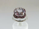 14K White Gold ATR Rose Quartz Ring w/ Tourmalines & Diamonds Size 7