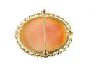 14K Gold Shell Cameo Right-Facing Portrait Brooch Pendant, 7.3 g, Mid-Century