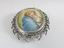Old Hand Painted Miniature Madonna of the Streets 800 Silver Pendant Brooch