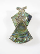 Lovely Inlaid Abalone Figural Woman Sterling Silver Mexico Brooch