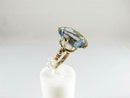 14K Gold Ring with Lab Created Blue Topaz Floating Solitaire Design Size 6.5