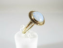 Victorian 14K Yellow Gold Ring with Opalescent Glass Cabochon Size 8.5
