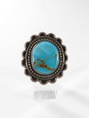 Old Pawn Pilot Mountain Turquoise Sterling Silver Ring Size 6.75