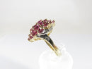 Vintage Samuel Aaron THL 10K Yellow White Gold Lab Created Pink Sapphire Marquise Cluster Cocktail Ring 6.75