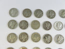 Lot of 50 Mercury Silver Dimes 90% Silver Mixed 1940s Dates Circulated Coins 90% silver coins 1940s silver dimes