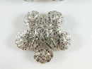 Theda Sterling Silver Catholic Rose Brooch Spin Back Earrings Marcasite Accented