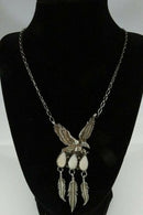 Patriotic American Eagle Necklace Sterling Artisan Robert Becenti Navajo 17.5"