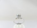 Vintage Designer Solitaire Ring Sterling 8mm Cubic Zirconia Size 7.75 by SETA
