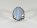 Polished Cabochon Blue Agate Pinky Ring Sterling Silver Sajen Size 10.25