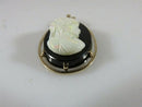 14K Yellow Gold Vintage Pendant with Carved Opal Cameo on Black Onyx