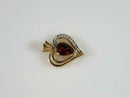 14K Yellow Gold Garnet & Diamond Accent Heart Pendant 2.5g