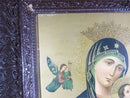 Antique Puccinelli Mother Mary & Jesus Lithograph in Original Antique Frame