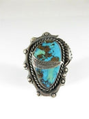 Huge Beautiful Turquoise & Sterling Silver Ring Unisex Statement Ring Size 8.5