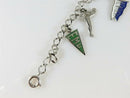 Circa 1960's Sterling Silver High School Charm Bracelet 7" TL Football, Diver,  Pennant, Guitar