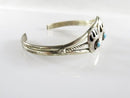 Petite Sterling Silver Cuff Bear Claw Shadowbox Turquoise Unsigned Navajo Style