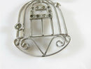 Unique Integrity Sterling Silver Rhinestone Bird Cage Brooch