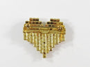 Retro Red White & Blue Patriotic Rhinestone Heart Brooch by OTC 1 1/2" Wide