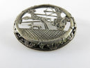 Egyptian Revival Ancient Chariot Dog Scene Art Deco Pierced 800 Silver Pin