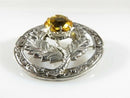 Scottish Celtic Sterling Silver Orange Glass Flower Brooch by Robert Allison