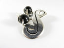 Fetching Modernist Swirling Silver & Onyx Brooch Pendant Taxco TC Conjoined Old