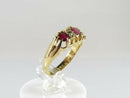 Victorian 18K Yellow Gold Ruby & Diamond Carved Half-Hoop Ring c.1890s, Size 4.25