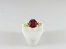Victorian 14K Gold Ruby Engagement Ring Antique Prong Setting Engraved Date c.1887 Size 4.25