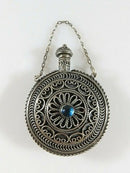 Old Palestine Sterling Round Perfume Scent Flask Fancy Chatelaine Perfume Bottle