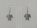 Sterling Turtle Form Dangle Earrings Fishhook 1 1/4" drop