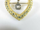 Vintage Gold Gilt Sterling Silver Heart with Paste & Letter C Sweetheart Pin