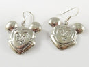Mickey Mouse Head Repousse Sterling Silver 1" Drop Fishhook Earrings