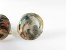Modernist Round Free Form inlaid Abalone & Sterling NA Taxco Mexico Screw Back Earrings