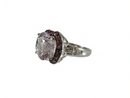 14K White Gold ATR Rose Quartz Ring w/ Tourmalines & Diamonds Size 7