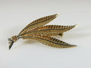 18K Yellow Gold Fern Leaf Brooch with Platinum-Toned Stems Marked 750