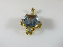 18K Yellow Gold Arts & Crafts Pendant with Emerald Cut Aqua Blue Spinel