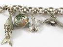 Vintage 8 1/4" Han 925 Rolo Link Chain Toggle Bracelet with Charms Heavy 37 Gram